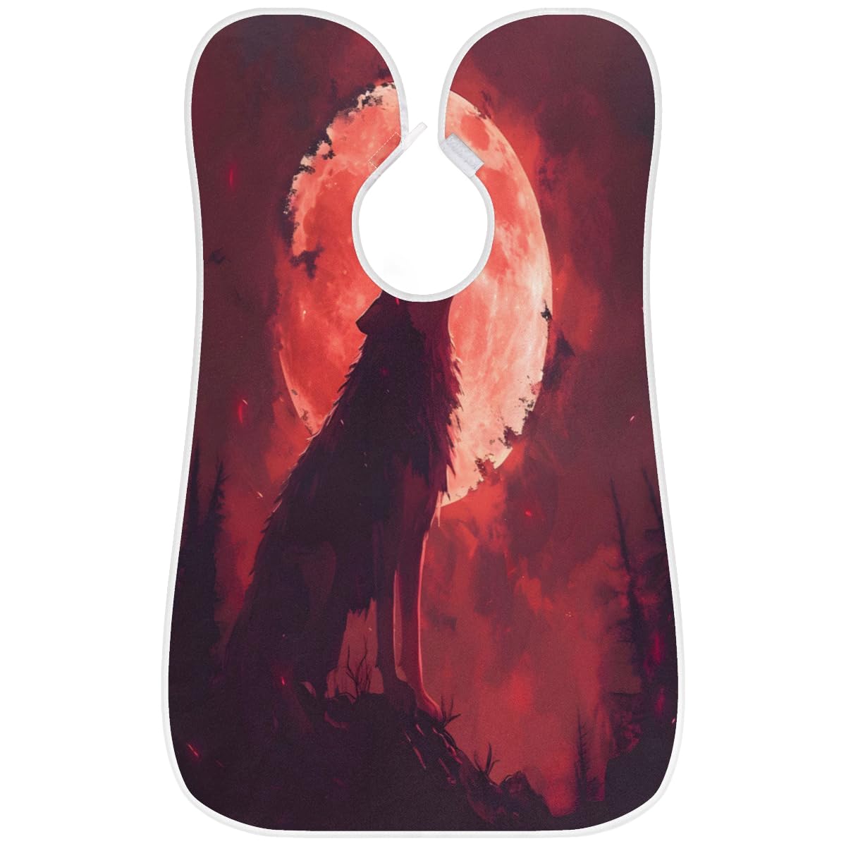 Howling Wolf Red Moon Beard Bib Hair Catcher for Men - Non-Stick Shaving Apron with Suction Cups, Grooming Cloth for Beards - Perfect Gift for Husband, Dad, Barber - Ideal for Home Grooming, Salon Use & Birthday Presents