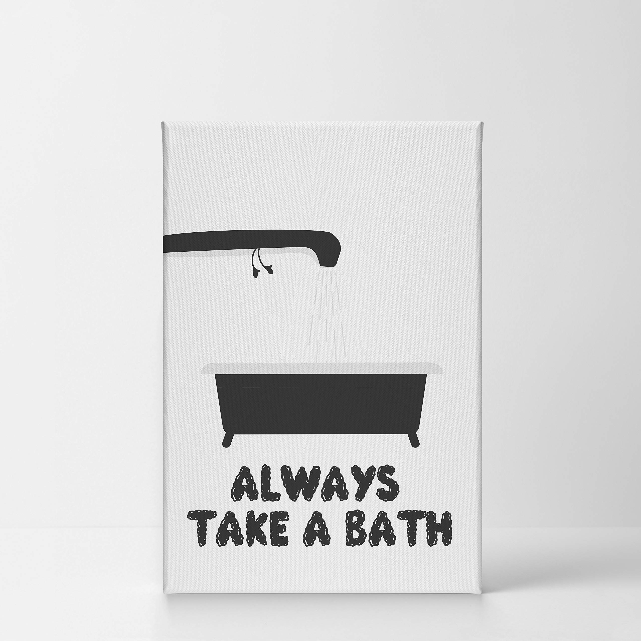 Funny Bathroom Wall Art - 'Always Take a Bath' Quote Canvas Print | Kids & Nursery Decor | Ready to Hang Home Decoration (36x24, Made in USA) - Perfect for Bathrooms, Playrooms & Kids' Bedrooms