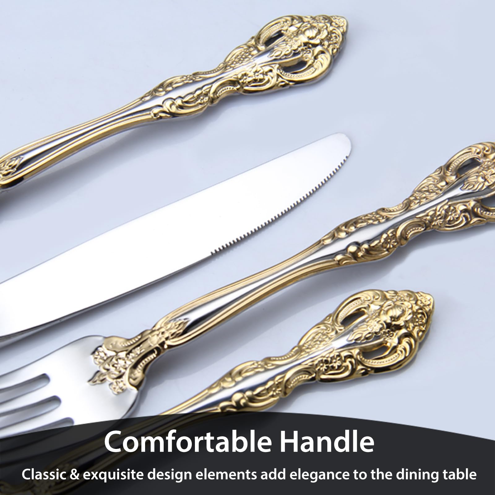 Premium Michelangelo Silverware Set for 2 - 18/10 Stainless Steel Flatware Cutlery Set (10-Piece, Gold Finish) - Elegant Dining Utensils for Couples, Dishwasher Safe - Perfect for Romantic Dinners, Anniversary Gifts & Special Occasions