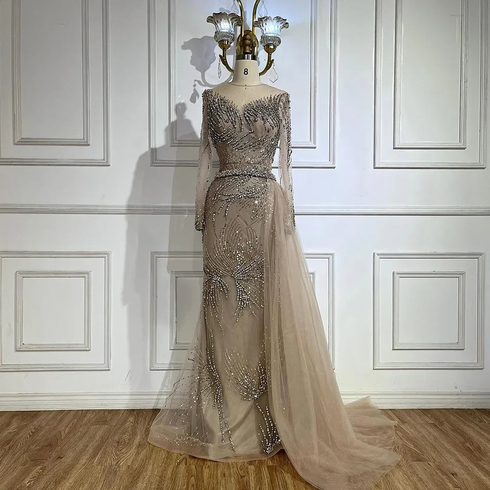 Elegant Purple Mermaid Evening Gown with Beaded Skirt & Lace-Up Detail - Women's Formal Dress for Wedding, Prom, Party & Special Occasions | LA72376