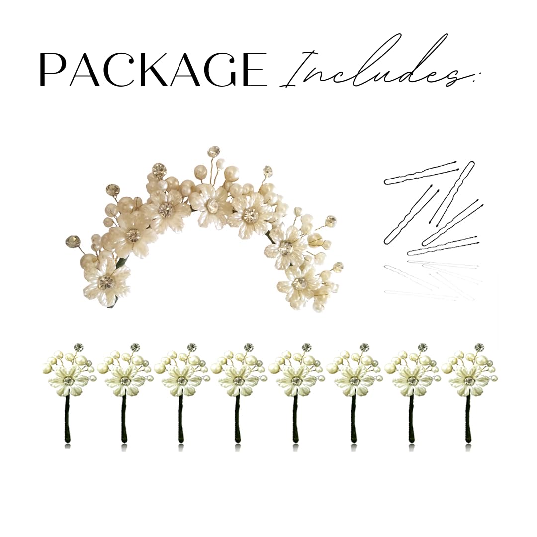 Elegant Floral Metal Hair Clip with Pearls & Stones - Women's Hair Accessories for Weddings, Parties & Everyday Wear | Combo Pack of 2 Styles (1687 & 2145) - Perfect Gift for Women & Girls
