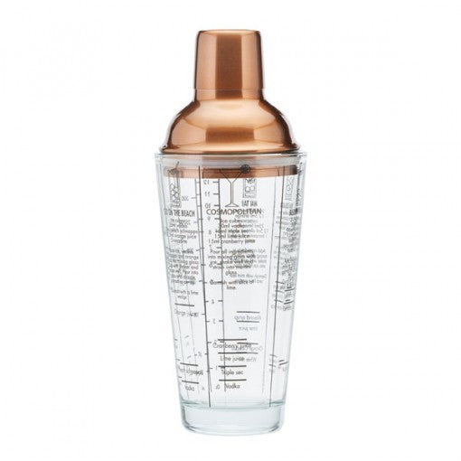 Premium Boston Glass 650ml Cocktail Shaker with Copper Finish - Perfect for Mixing Martinis, Margaritas & Home Bar Cocktails