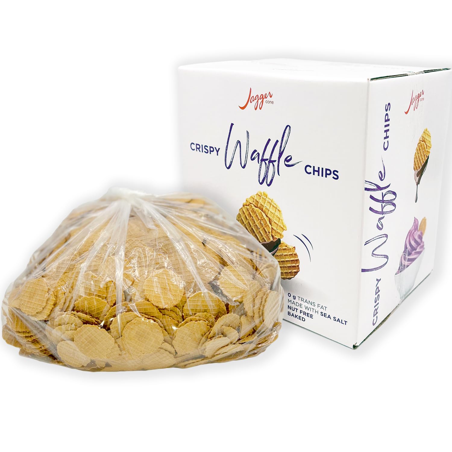 Crispy Waffle Nacho Chips for Ice Cream & Desserts | Jagger Cone Company | 5.5 lb Bulk Box | Made in USA | Perfect for Parties, Snacking & Ice Cream Toppings