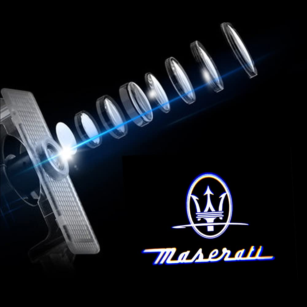 Maserati Levante 2016-2023 Car Door Logo Projector Lights - 4 Pcs Ghost Welcome Puddle Lights Replacement Accessories for Enhanced Night Visibility & Luxury Style