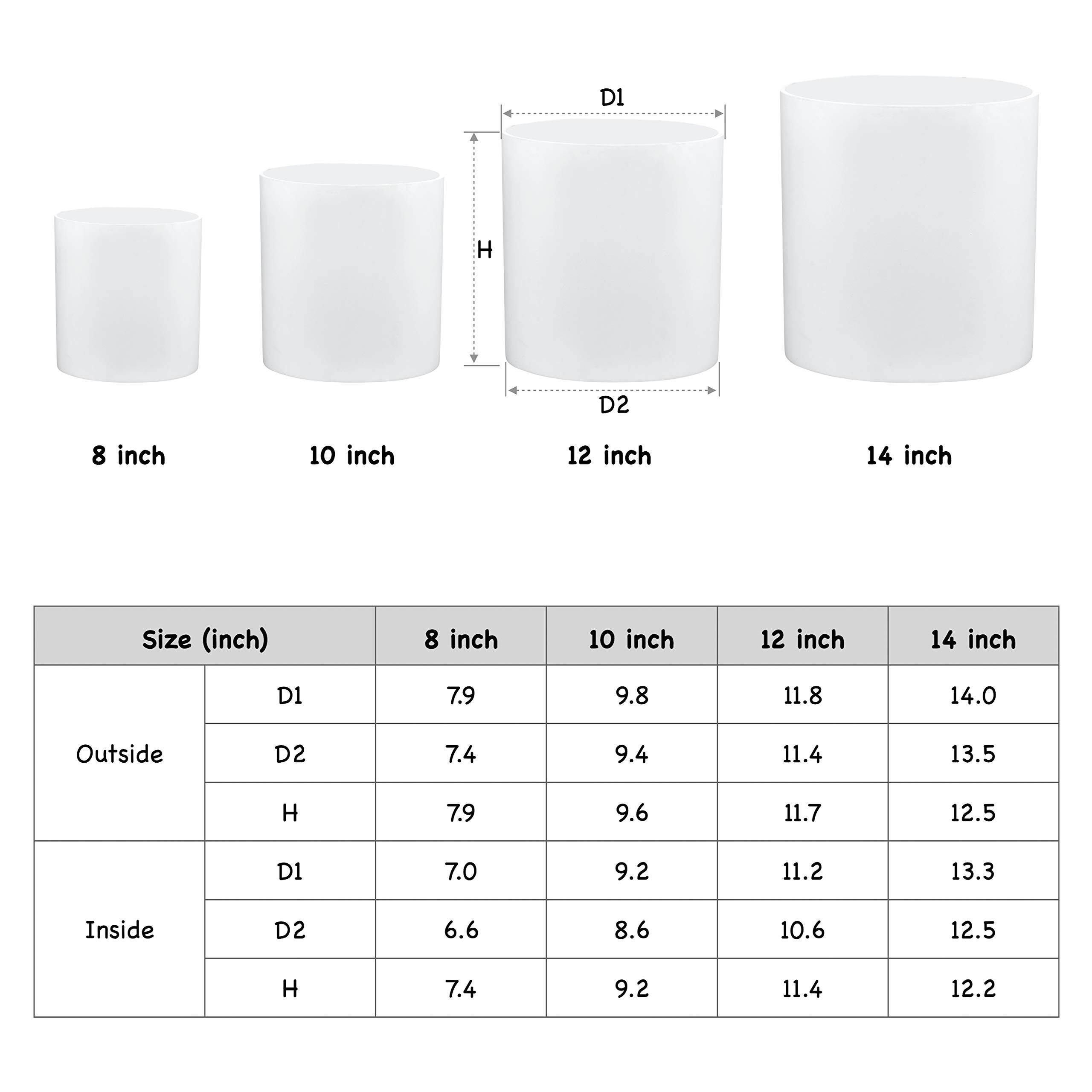 FaithLand 14 Inch Modern Plant Pot with Drainage Hole & Mesh Screen - Matte White Ceramic Flower Planter for Mid-Century Stands - Ideal for Indoor Plants, Succulents, Home & Office Decor