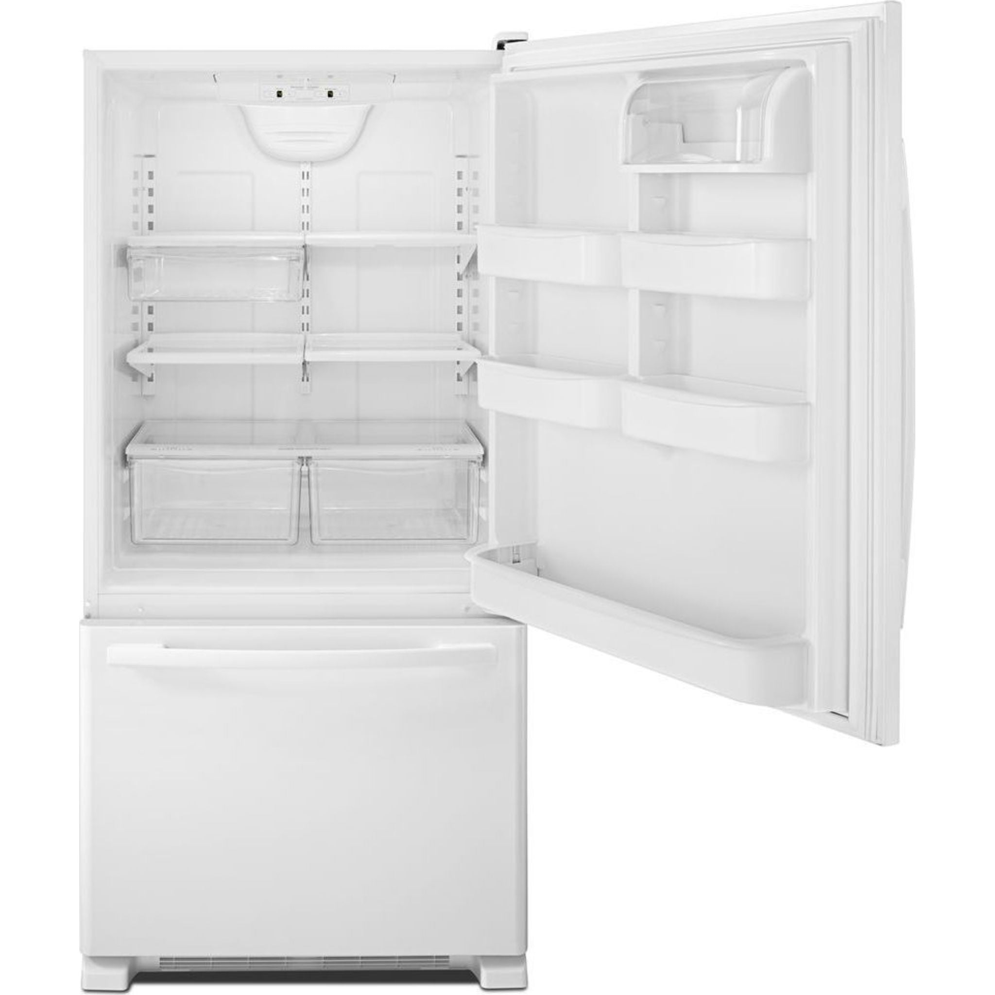 Amana ABB2224BRW 24-Inch Bottom Mount Refrigerator in White - Energy Efficient, Spacious Design for Kitchens, Apartments & Small Spaces