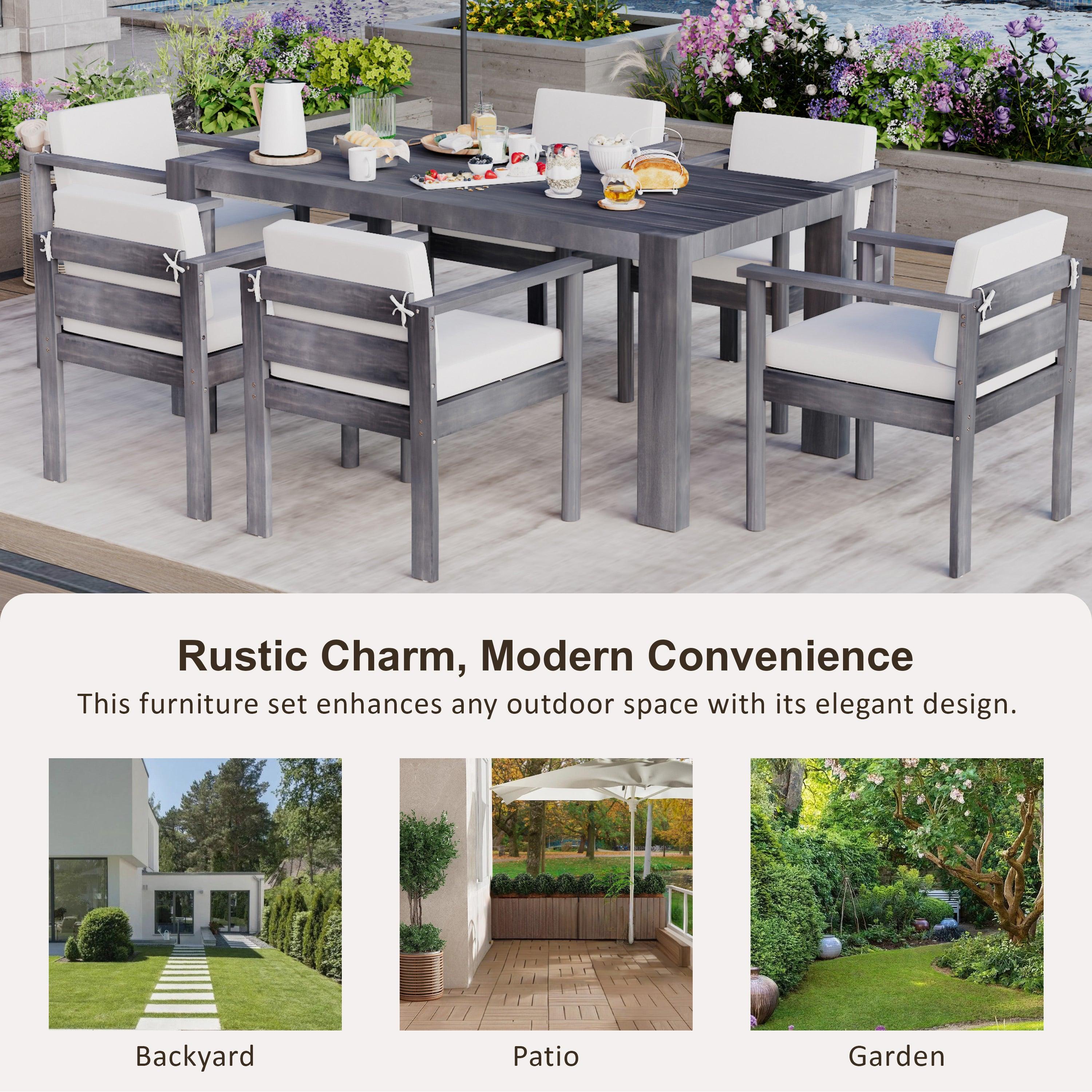 7-Piece Outdoor Patio Dining Set with 72.8