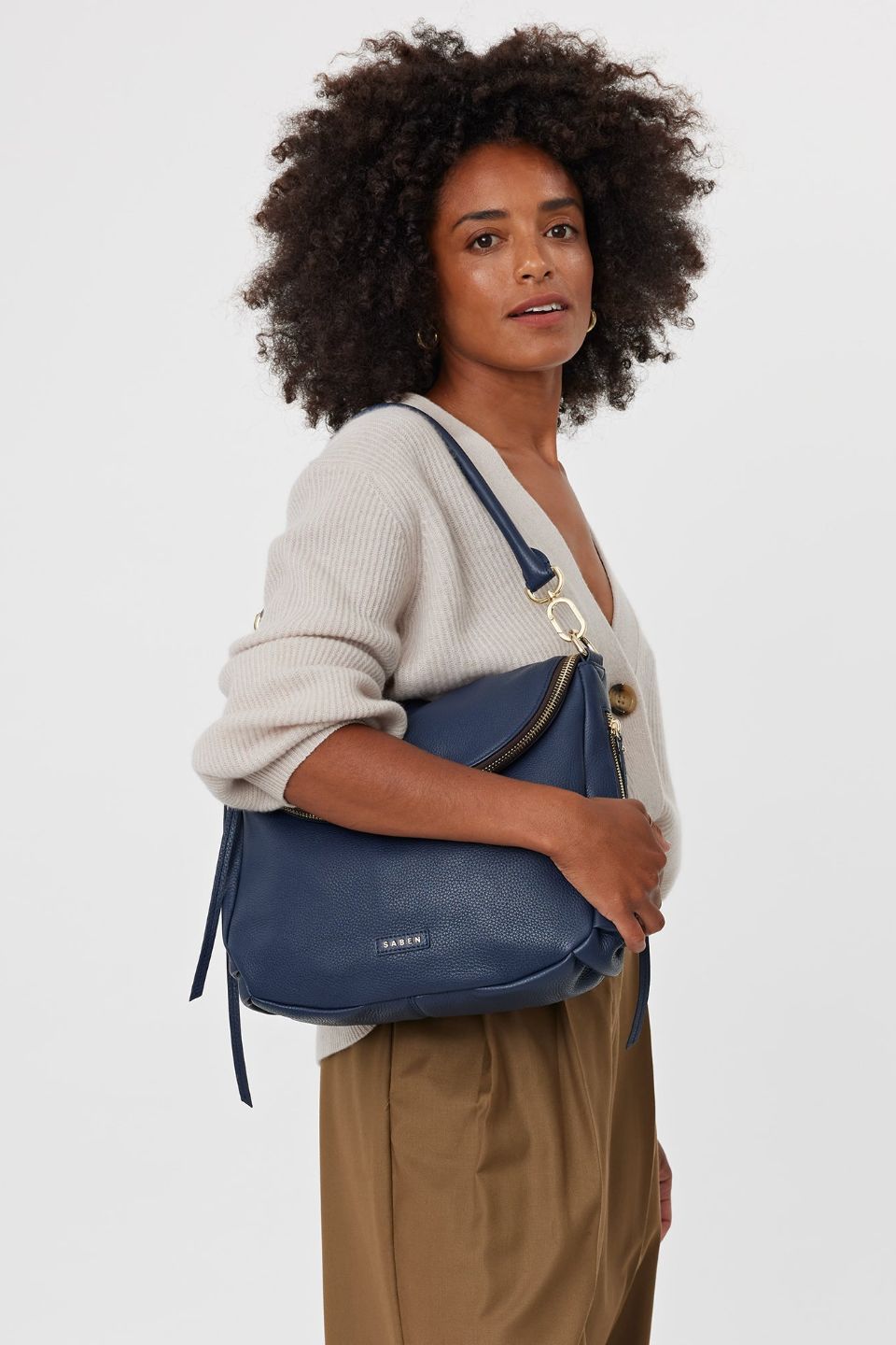 Frankie Fold Over Shoulder Bag for Women - Midnight Blue Crossbody Purse with Adjustable Strap, Perfect for Work, Travel & Everyday Use