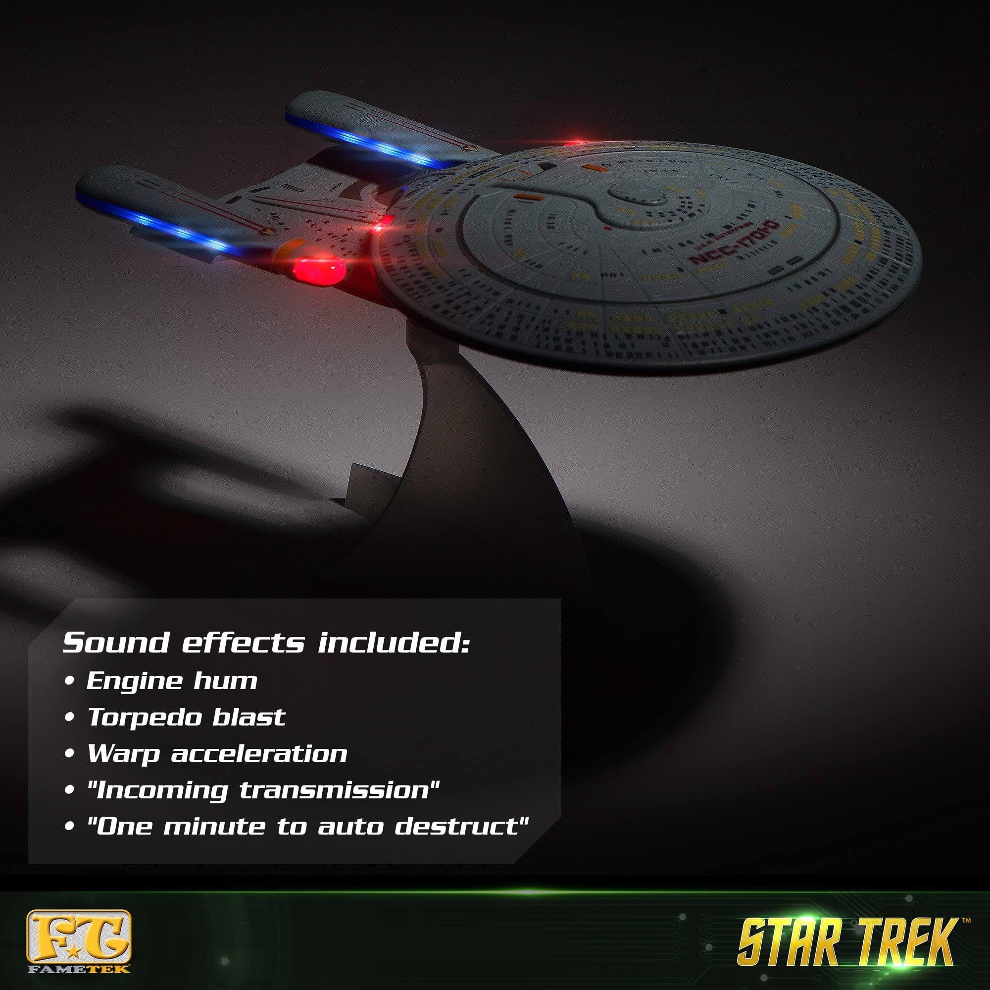 Star Trek U.S.S. Enterprise 1701-D Bluetooth Speaker with Engine Sounds, Night Light & Sound Effects | Replica Collectible for Trekkies | Perfect Gift for Sci-Fi Fans, Home Office Decor & Star Trek Memorabilia Collection