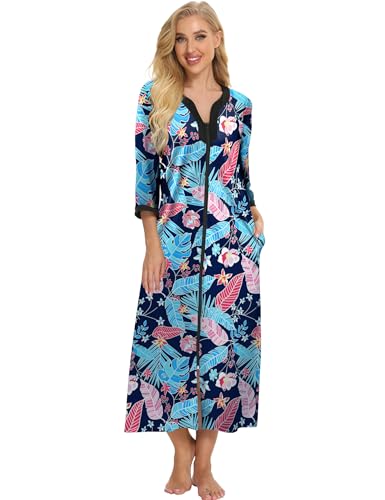 Green Leaves on Navy Blue-long