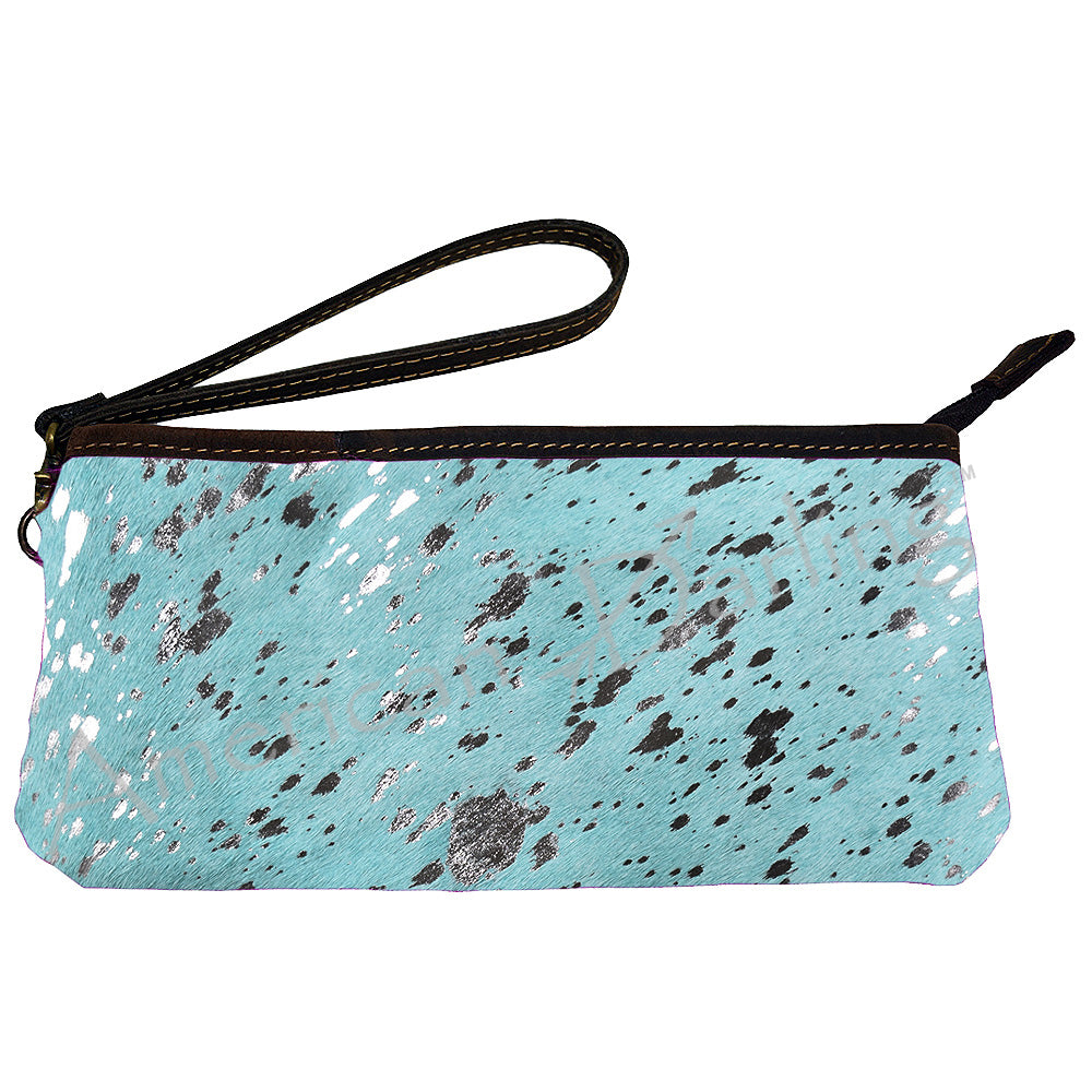 American Darling Genuine Turquoise Cowhide Leather Clutch Purse - Perfect for Evening Parties, Weddings & Special Occasions