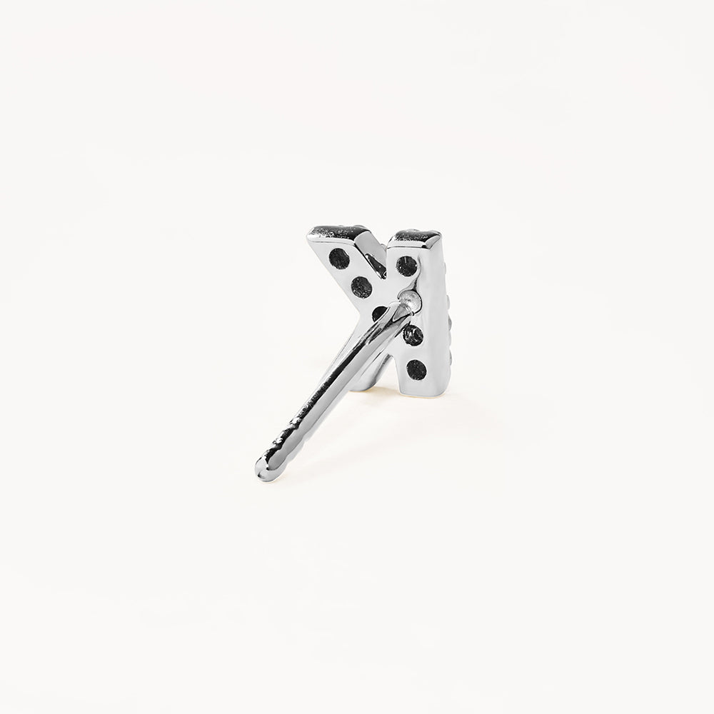 Diamond Letter K Single Stud Earring in Sterling Silver - Perfect for Birthdays, Gifts & Everyday Elegance