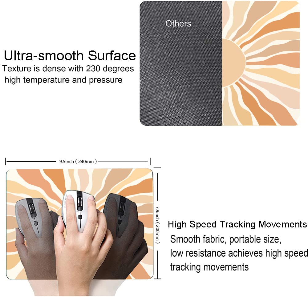 Modern Abstract Mouse Pad - Non-Slip Rubber Base, Waterproof Square Mouse Mat for Office & Laptop - Boho Style Computer Accessory for Work, Gaming & Home Use