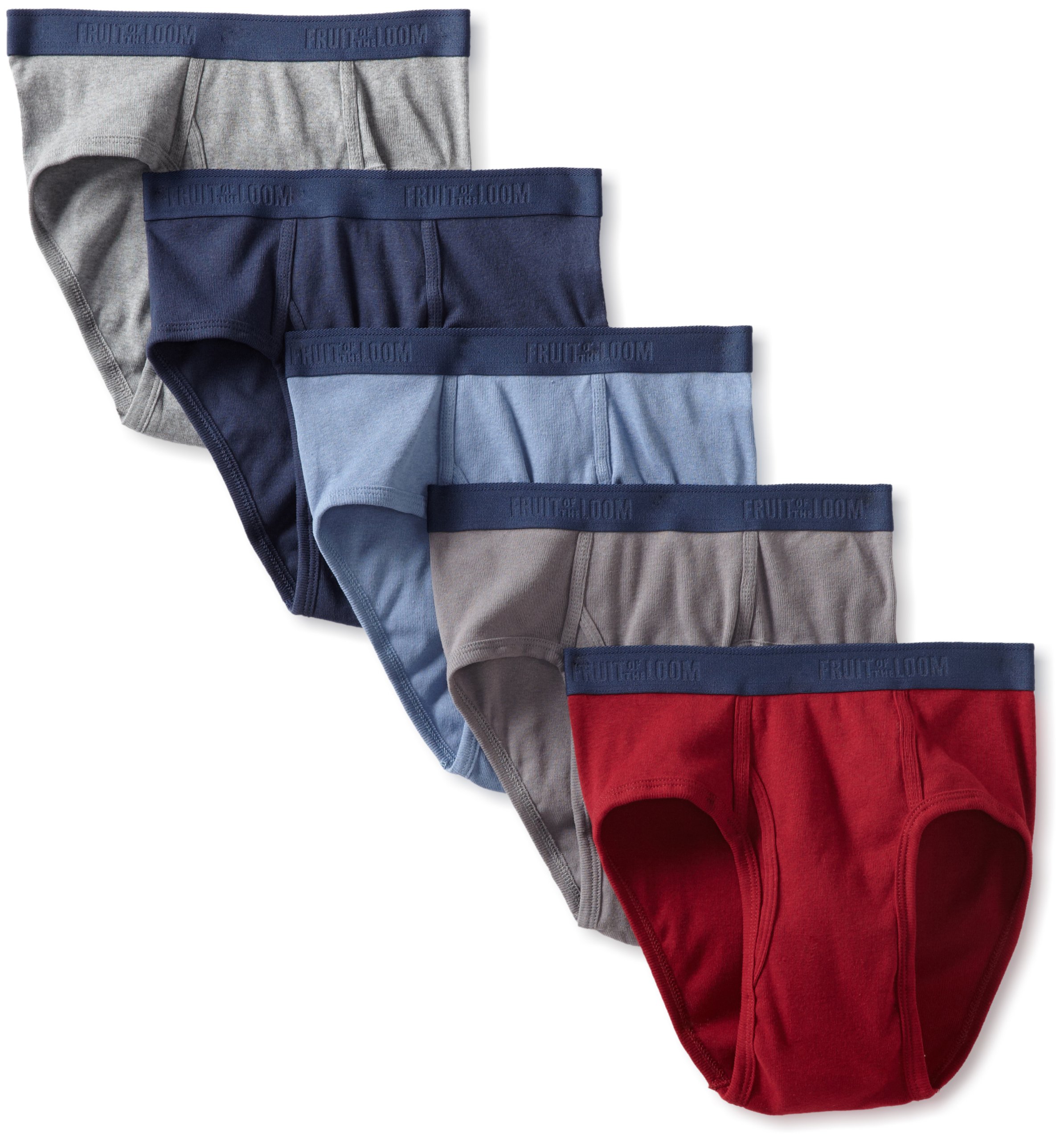 Fruit of the Loom Men's Low Rise Brief Underwear - 5 Pack Cotton Comfort Fit Boxer Briefs for Everyday Wear & Active Lifestyle