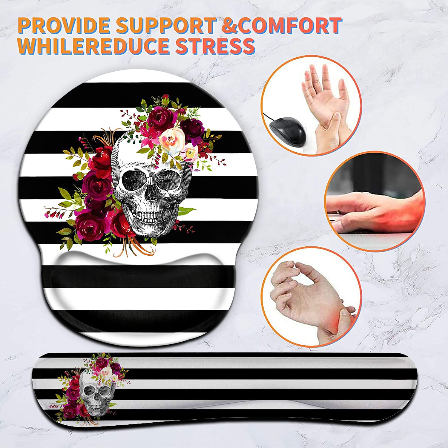 Ergonomic Mouse Pad & Wrist Rest Set for Office & Gaming - Pain Relief