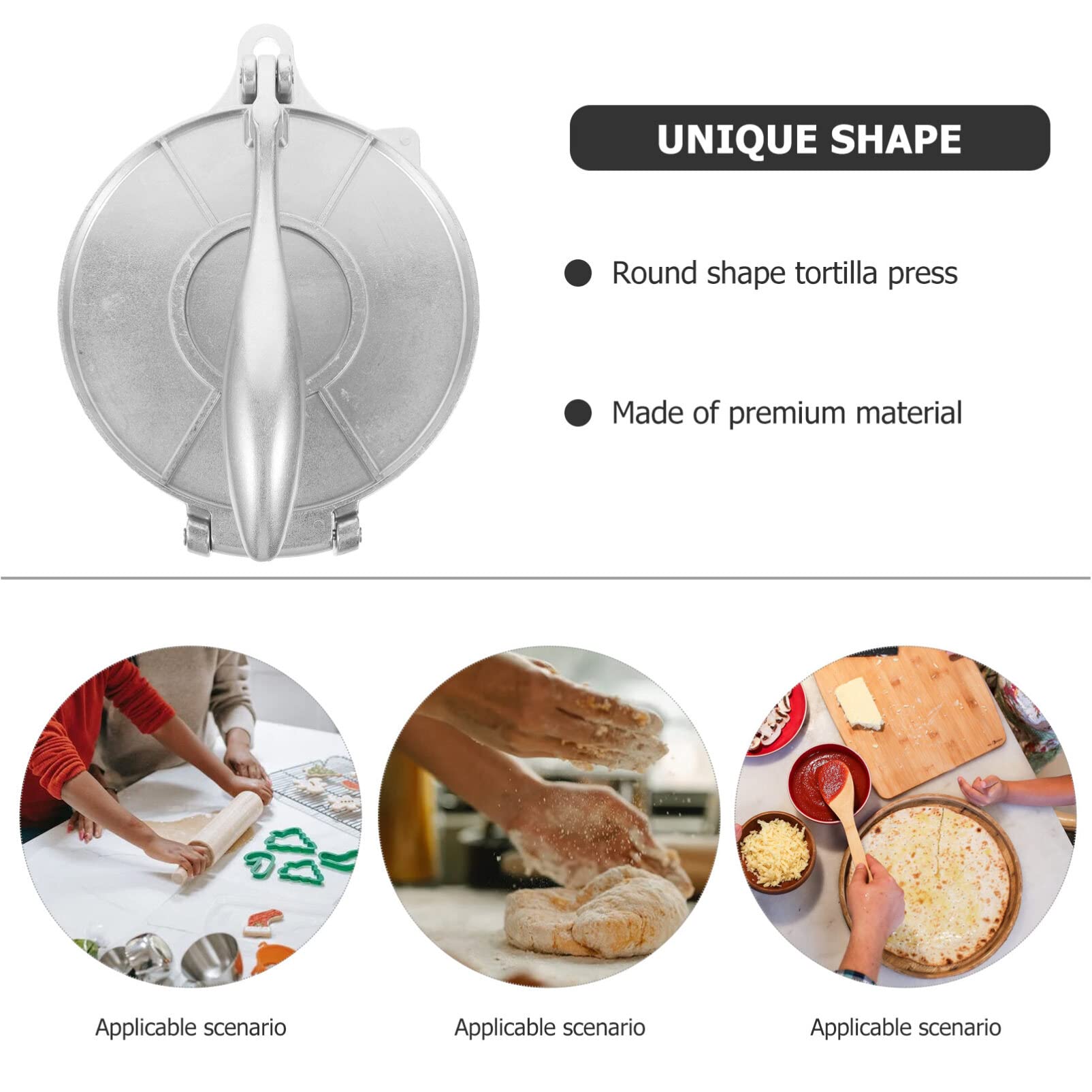 8-Inch ABOOFAN Tortilla Press - Dough Press for Quesadillas, Empanadas, Chapati & Roti - Heavy Duty Cast Iron Tortilla Maker with 20cm Silver Plates - Perfect for Mexican, Indian & Homemade Pizza Dough