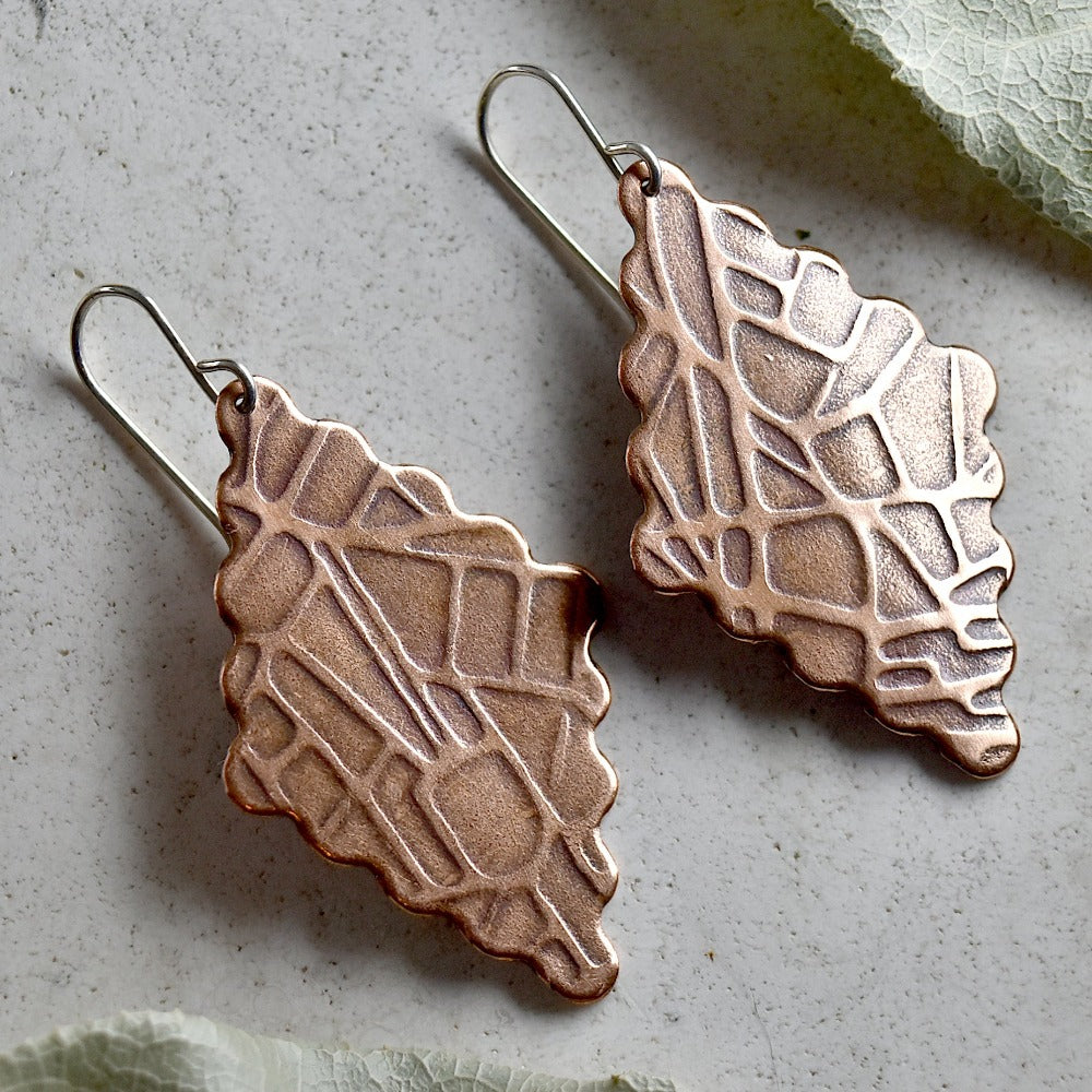 Elegant Copper Diamond Drop Earrings - Paris Map Inspired Jewelry for Women | Perfect Gift for Anniversary, Date Night & Special Occasions