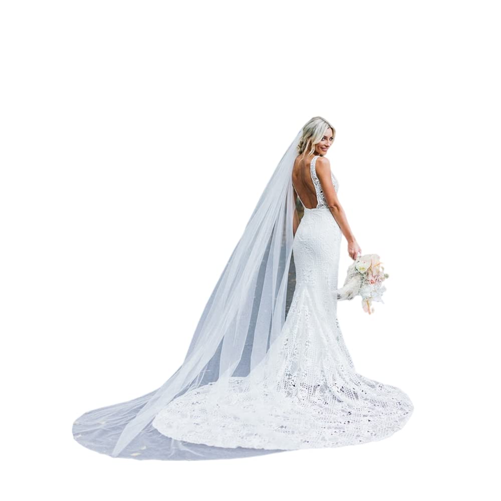 Elegant Cathedral Wedding Veil for Women - Long Soft Tulle Bridal Veil with Simple Chapel Design | Perfect for Church Ceremonies, Formal Weddings & Bridal Photography