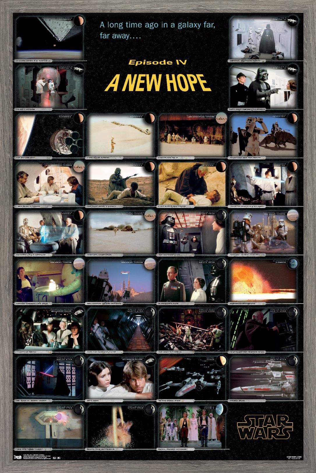 Star Wars: A New Hope Framed Wall Poster 22.375 x 34 Inches - Premium Barnwood Frame | Movie Decor for Home Theater, Bedroom & Office