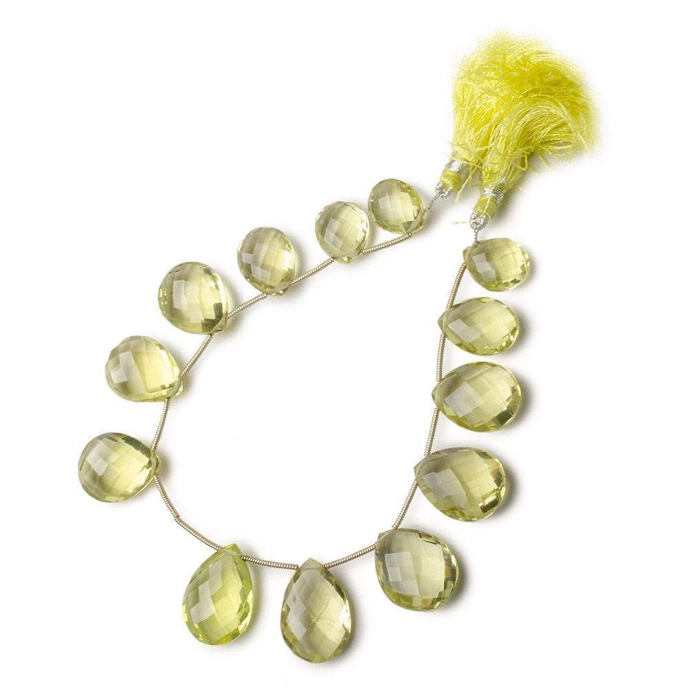 13x10x7mm & 20x14x8mm Natural Lemon Quartz Pear Briolette Gemstones - 8 Inch Strand (13 Pieces) - Perfect for Jewelry Making, DIY Crafts, and Healing Crystal Decorations