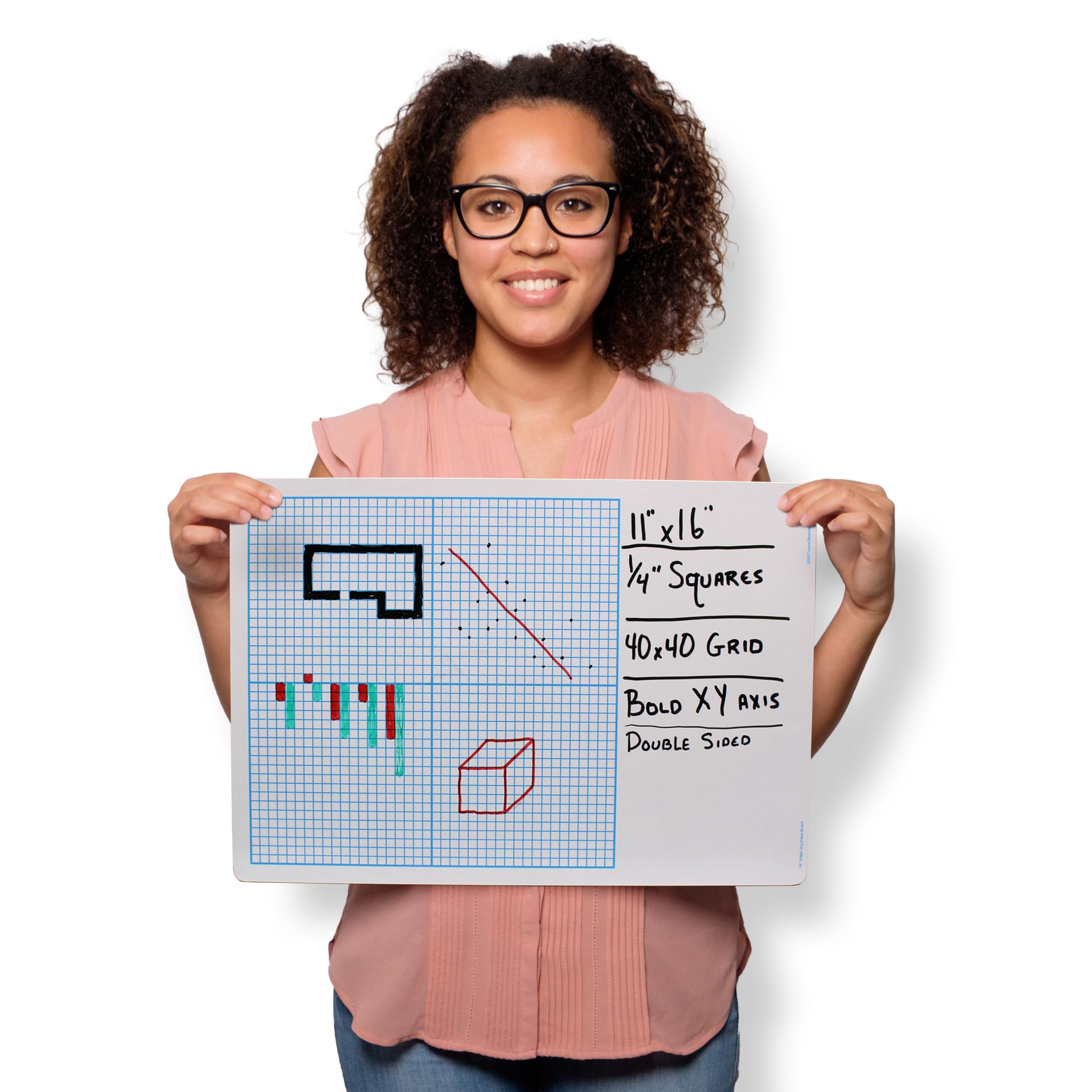Flipside Products Dry Erase Graph Board with 1/4-Inch Squares - Set of 12 White & Blue Grid Whiteboards for Classroom, Office, Home Schooling, Math Lessons, and Planning (11261)