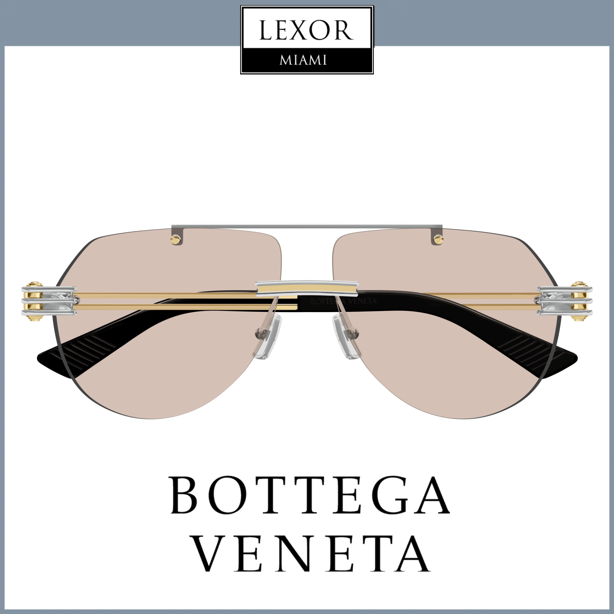 Bottega Veneta BV1342S 002 Unisex Metal Sunglasses 59mm - Premium UV Protection for Men & Women | Perfect for Beach, Driving & Outdoor Activities