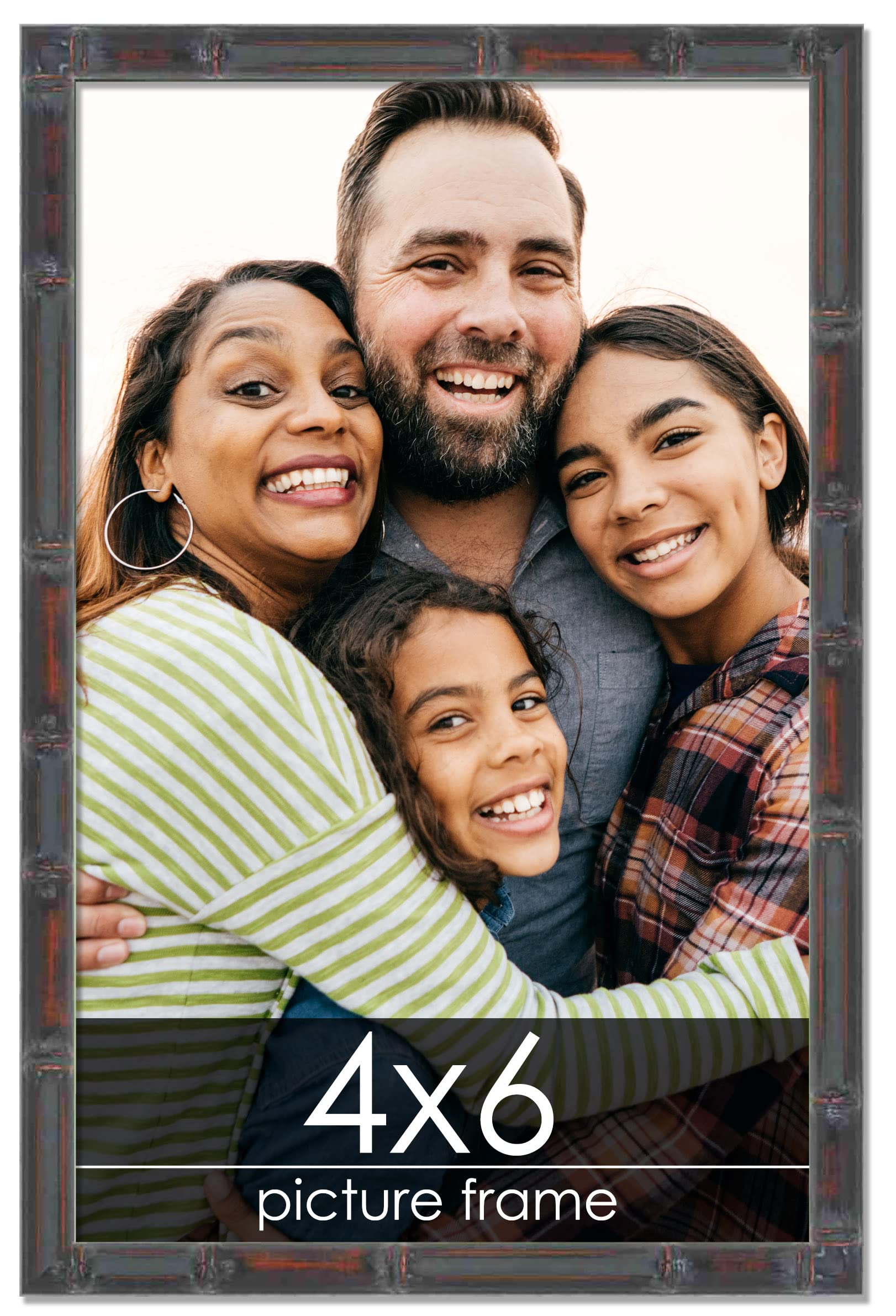 4x6 Bamboo Walnut Wood Picture Frame with UV Acrylic, Foam Backing & Hanging Hardware - Wall Decor for Photos, Artwork, Certificates | Perfect for Home, Office & Gift Giving