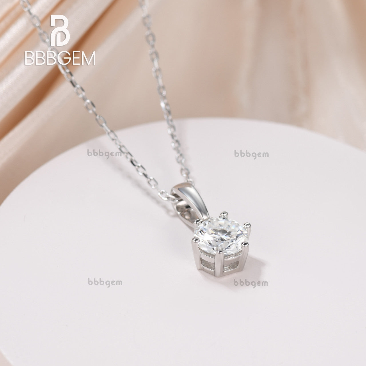 1 Carat Round Forever One Moissanite Solitaire Pendant Necklace in 18K White Gold - Minimalist Elegant Jewelry for Women, Perfect for Weddings, Anniversaries & Special Occasions