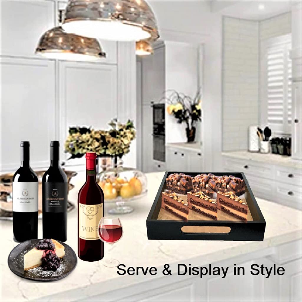 Bamboo Serving Tray with Handles - 16