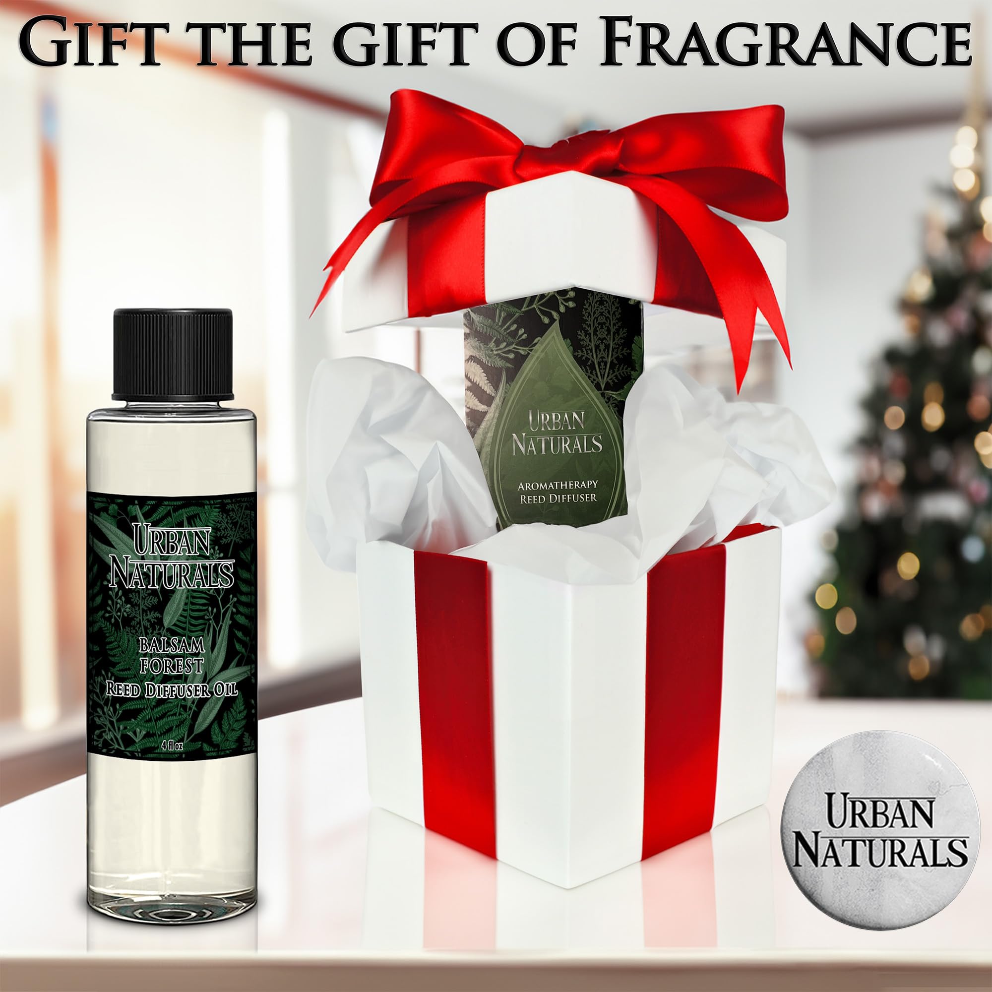 Urban Naturals Mountain Air Scented Oil Reed Diffuser Refill - 4 oz | Fresh Herbs, Birch, Pear, Sage & Amber Fragrance | Includes Free Reed Sticks | Home & Office Aromatherapy for Relaxation & Stress Relief