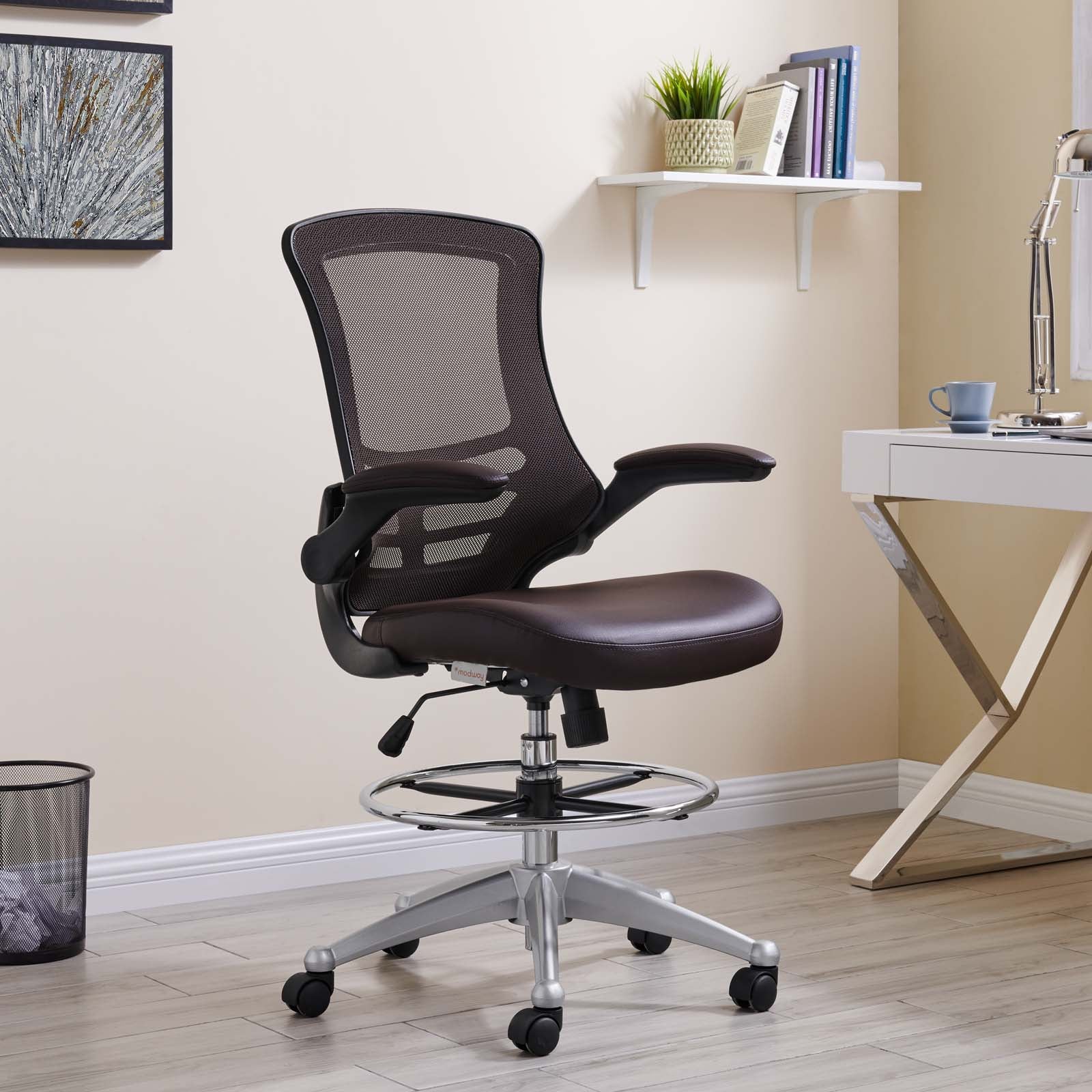Ergonomic Vinyl Drafting Chair with Adjustable Height - Perfect for Architects, Designers & Home Office Workspaces