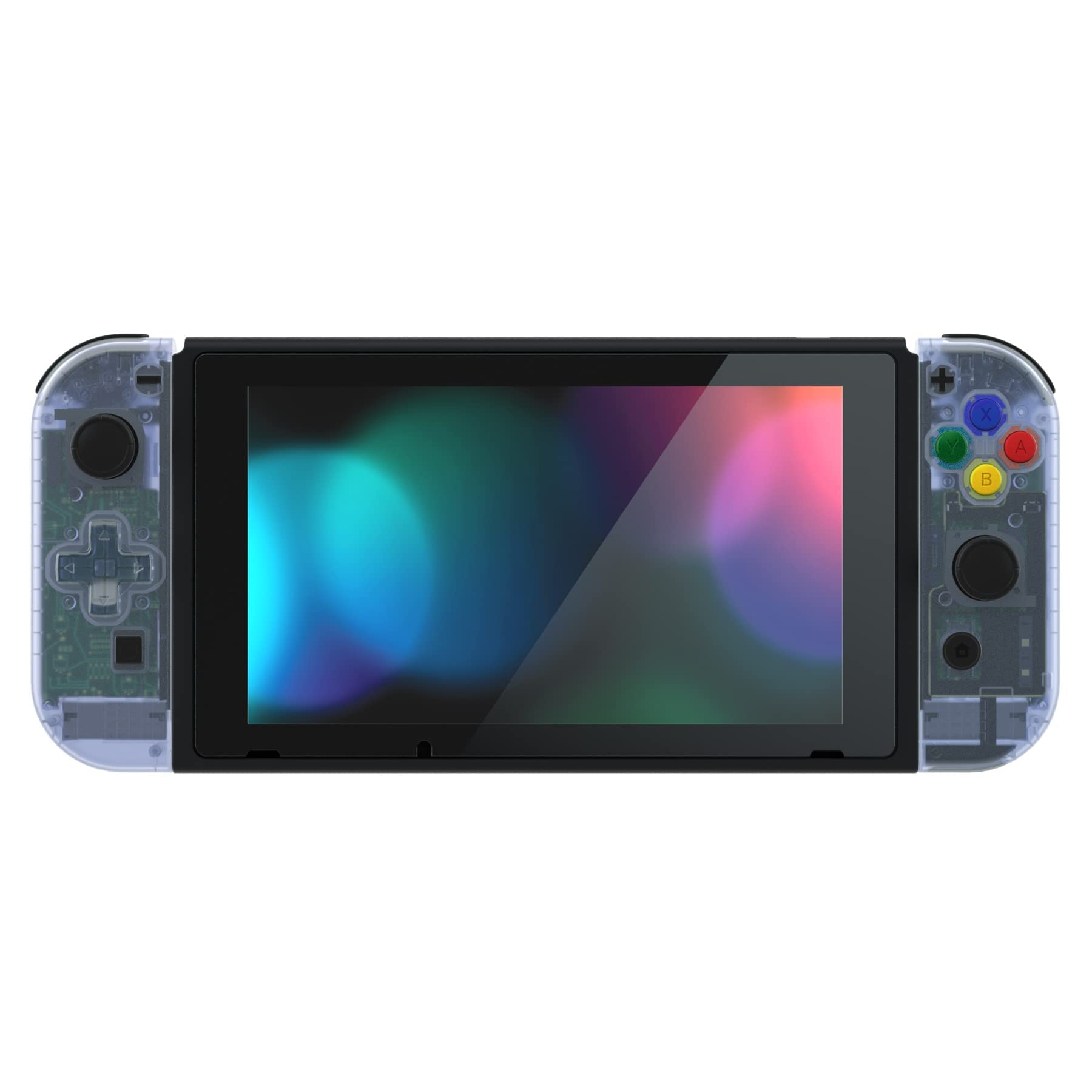 ExtremeRate Replacement Shell Case for Nintendo Switch/OLED Joy-Con Controller with Screwdriver & D-Pad - Glacier Blue Transparent | DIY Repair Kit for Custom Gaming Setup | Perfect for Switch Modding & Controller Protection