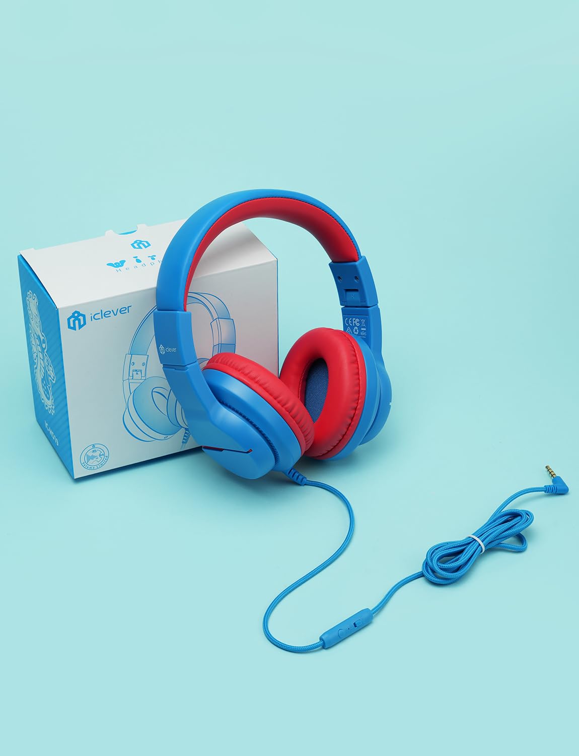 iClever Kids Headphones with Microphone - 85/94dB Volume Limiter & Sharing Function, HD Stereo Foldable Headphones for Children - Perfect for School, Travel, Online Classes, Gaming, Kindle, PC & MP3 Use