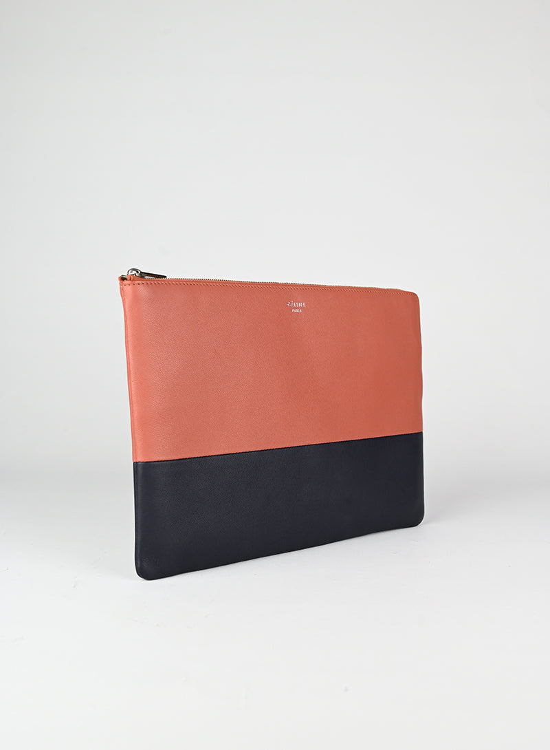 Celine Pochette Bicolor Handbag in Terracotta & Blue - Stylish Crossbody Bag for Women, Perfect for Date Night & Evening Events