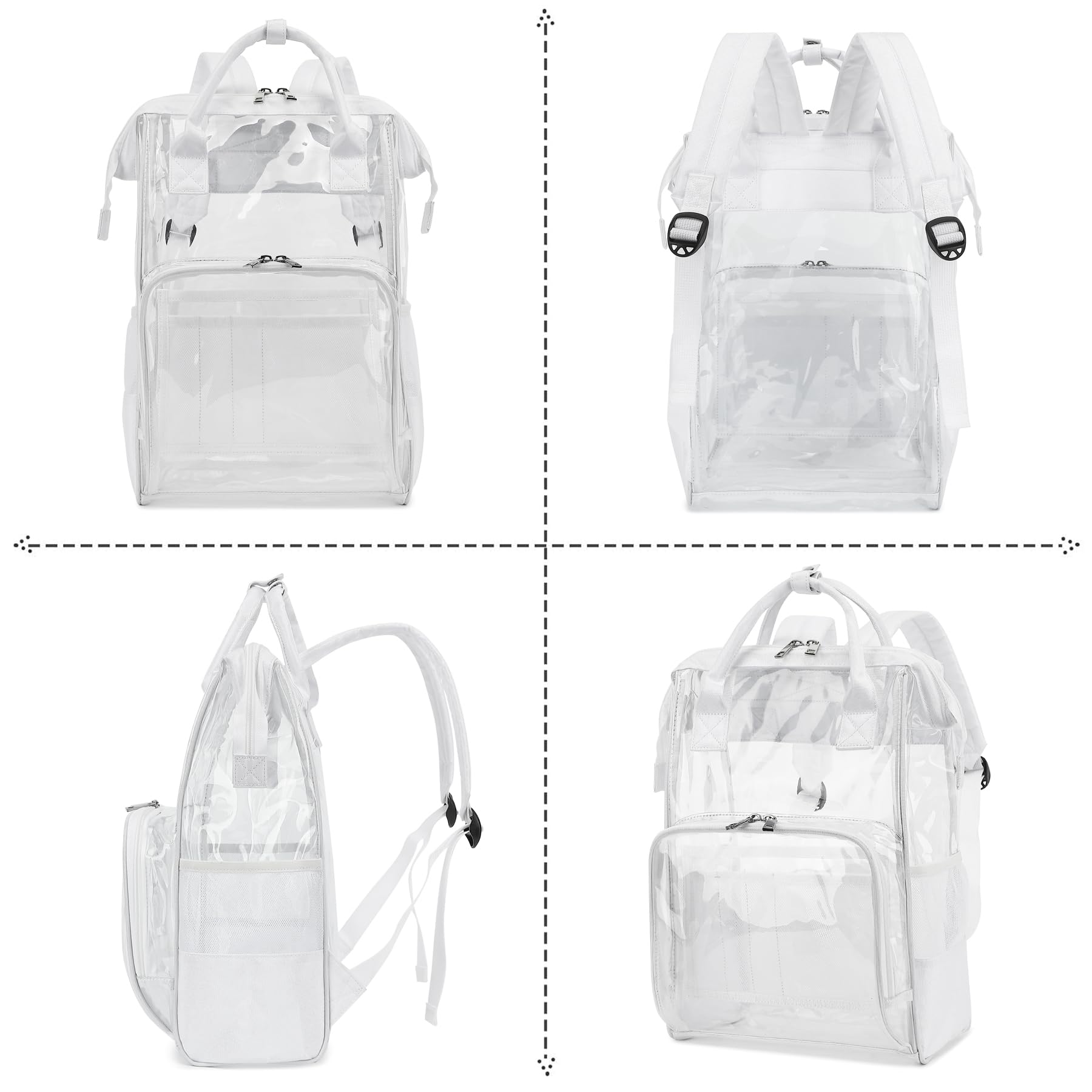 Heavy Duty Clear Backpack for Men & Women - PVC Transparent School Backpack for Boys & Girls (White) | Perfect for School, Travel, Work & Security Checkpoints