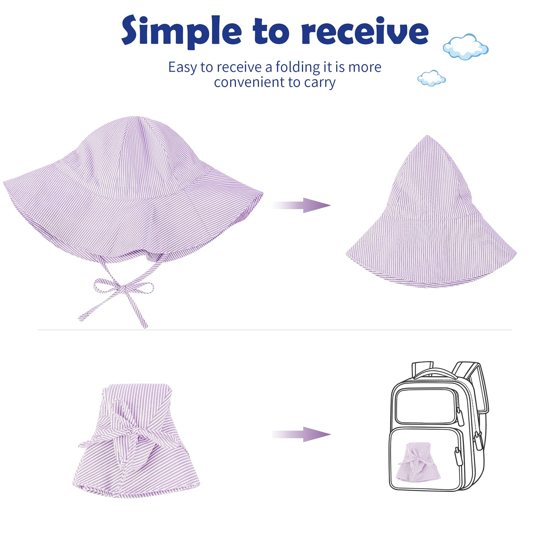 Zando UPF 50+ Baby Sun Hat - Toddler Bucket Hat with Wide Brim for Boys & Girls 0-4T - Infant Sun Protection for Beach, Outdoor & Summer Activities