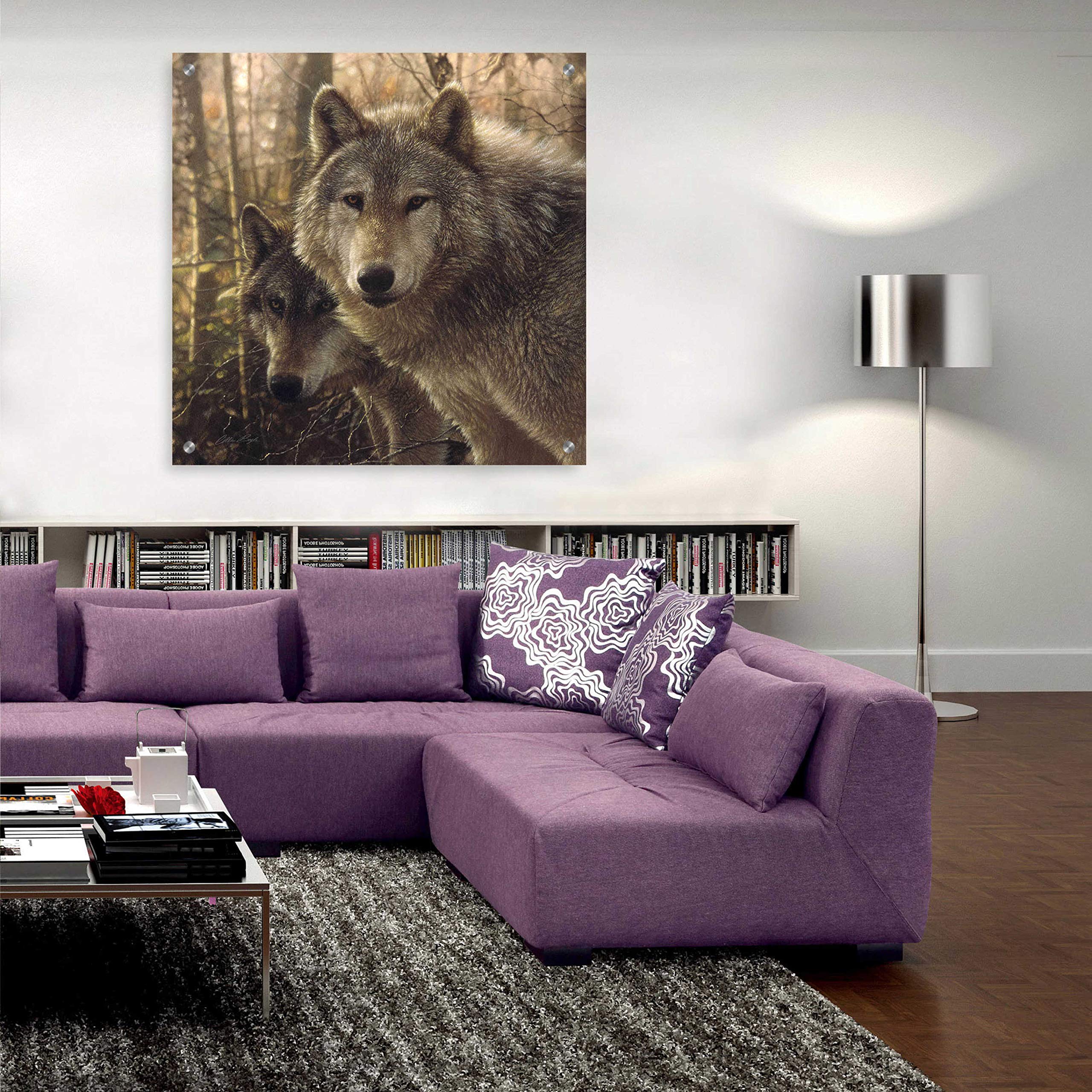 Collin Bogle 'Wood Land Companions' Acrylic Glass Wall Art - 36x36 Inches Modern Nature Painting for Living Room, Bedroom & Office Decor