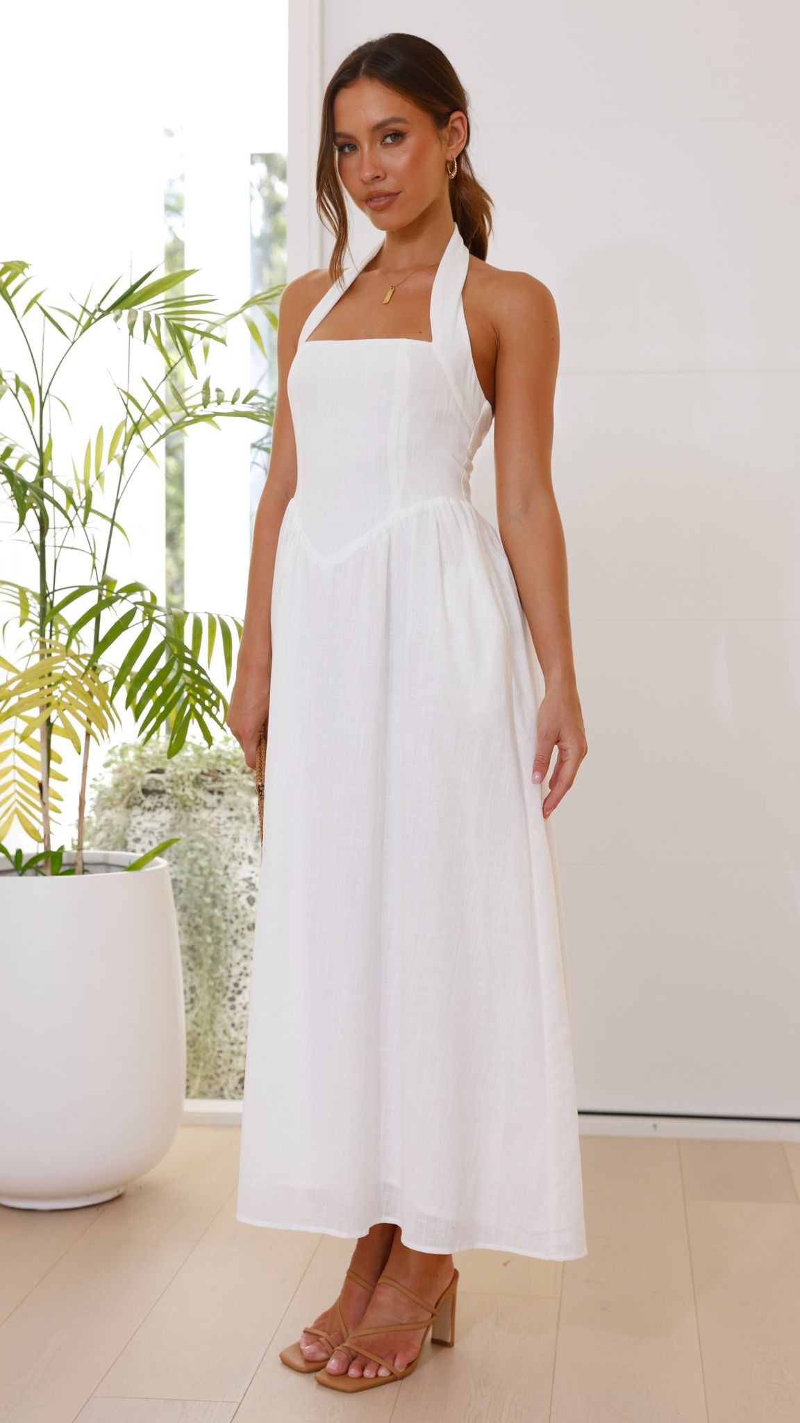Caden Maxi Dress for Women - Elegant White Long Summer Dress with Flowy Skirt | Perfect for Beach, Vacation, and Casual Outings