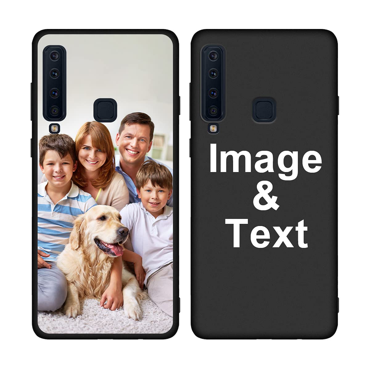 Customized Photo Case for Samsung Galaxy A9 2018 - Personalized Picture Phone Cover with Shockproof Silicone Protection - Soft Candy Design - Perfect Christmas Birthday Thanksgiving Gift - Black Protective Case for Everyday Use & Special Occasions