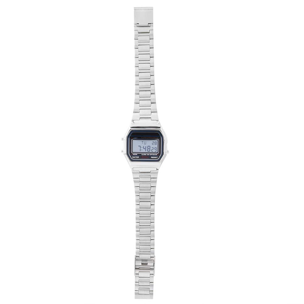 Stainless Steel Digital Watch - Waterproof Rectangular LED Backlit Watch for Men & Women | Perfect for Running, Swimming & Outdoor Activities