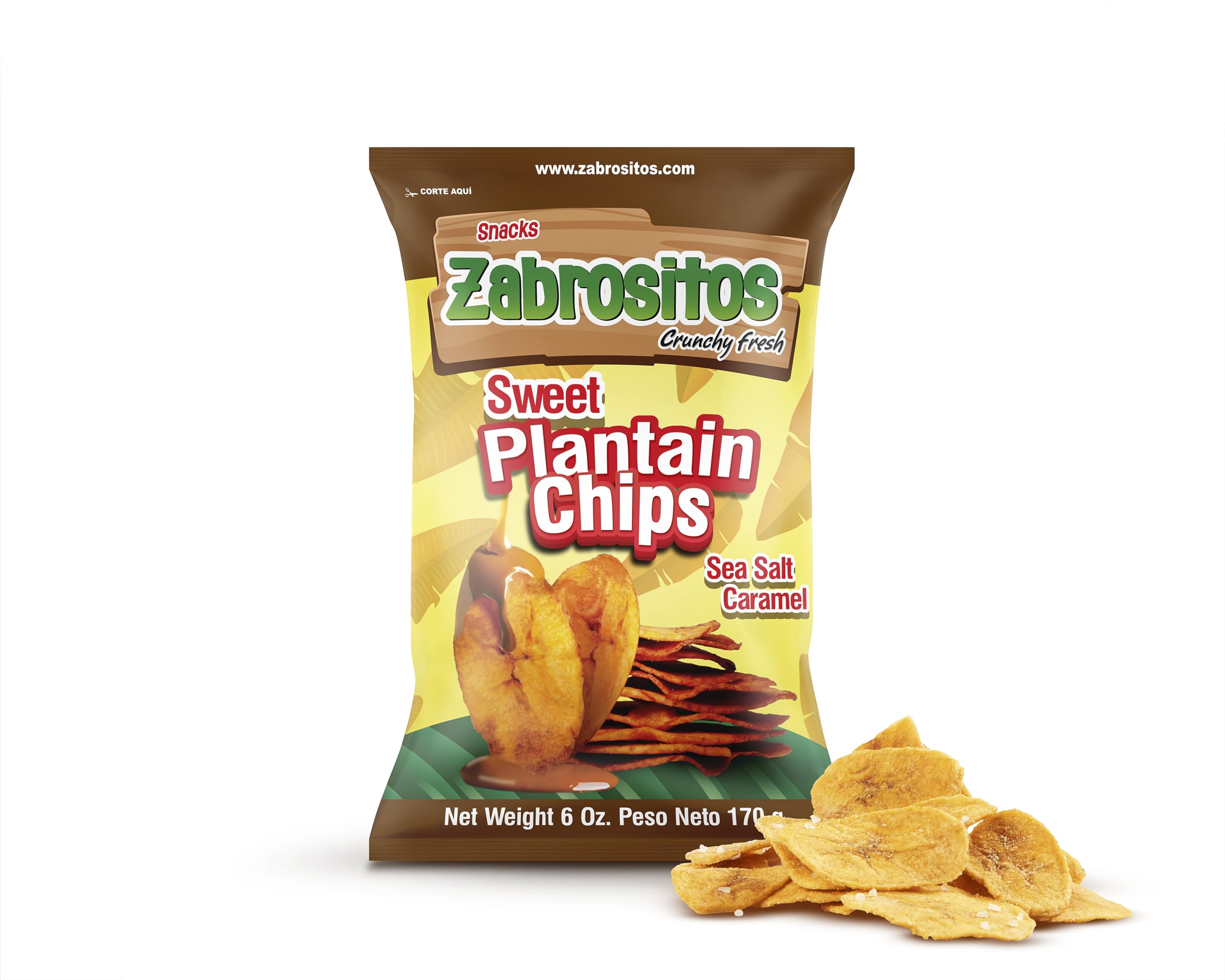 Zabrositos Plantain Chips - Healthy Crunchy Snacks | Natural, Gluten Free, Vegan, Non-GMO, Zero Trans Fat | 6oz Pack | Perfect for On-the-Go, Lunch Boxes & Movie Nights