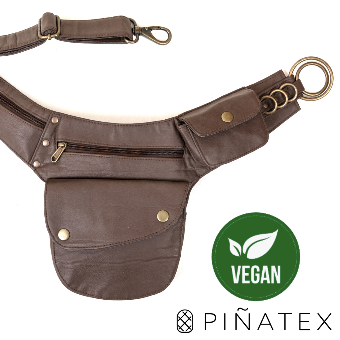Piñatex Vegan Leather Hip Bag - Chestnut Brown | Eco-Friendly & Cruelty-Free Crossbody Bag for Women | Perfect for Travel, Festivals & Everyday Use