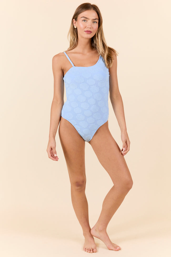 Blue Terry Cloth One Shoulder Swimsuit for Women | Beachwear & Poolside Cover Up | Perfect for Summer Vacations, Swim Parties & Resort Getaways