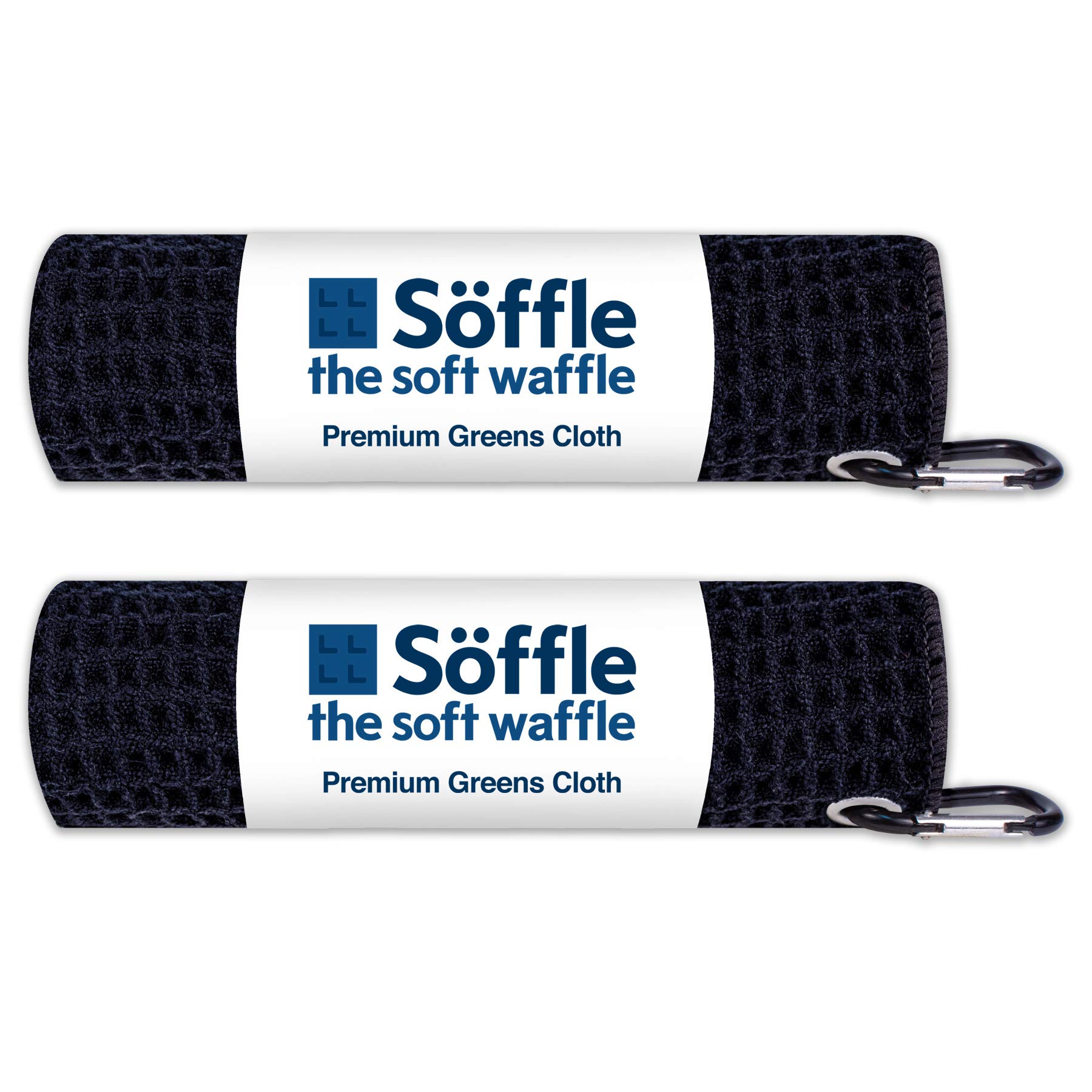 Premium Waffle Golf Towels 2 Pack - 16x16 Inches Microfiber Towels with Clip - Absorbent & Quick-Drying Golf Accessories for Greens, Cart & Club Cleaning (Black & Silver)