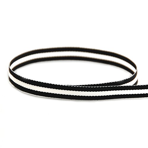 American in Paris Black & White Stripe Grosgrain Ribbon