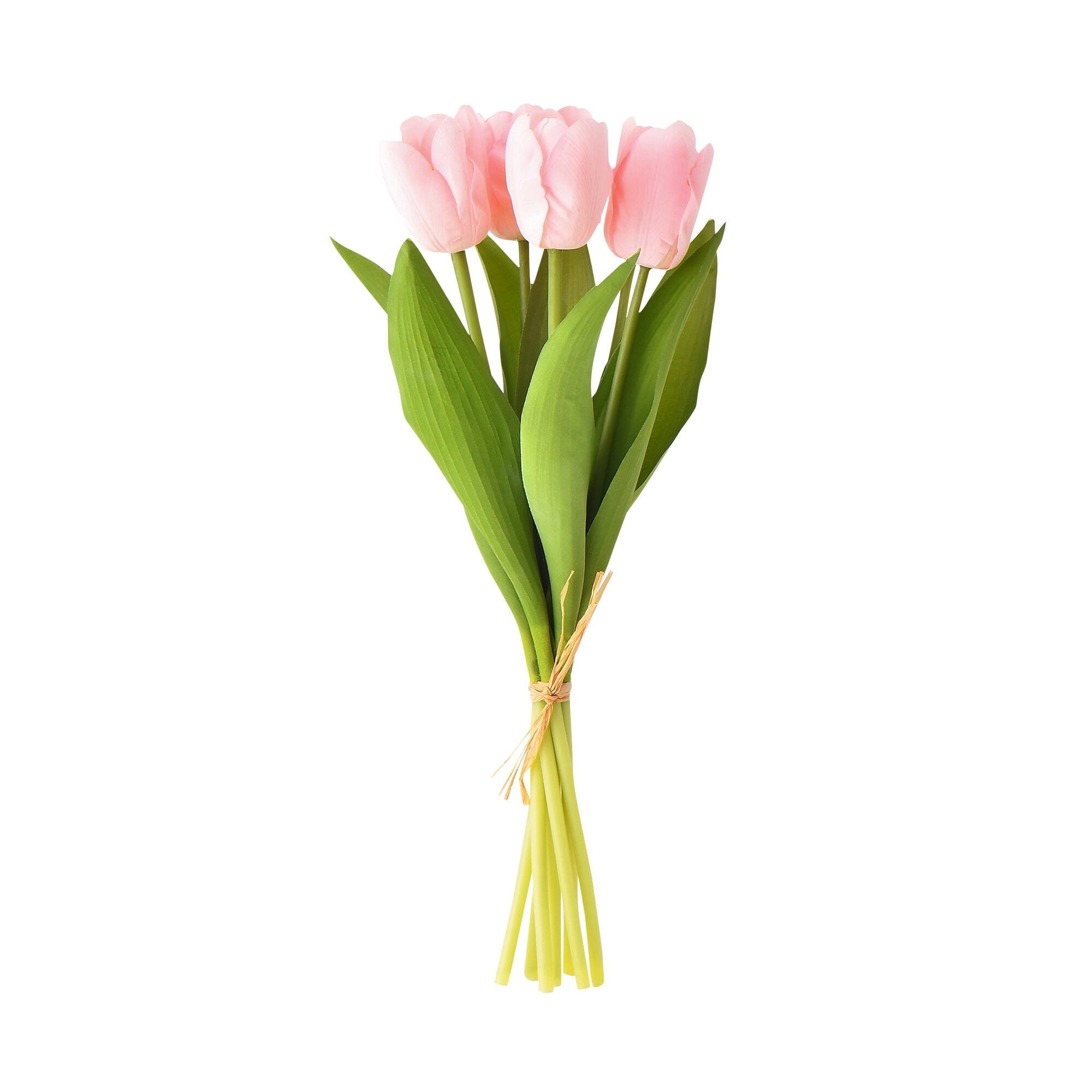 Artflower Bouquet Real Touch Tulip Light Pink - Artificial Silk Flowers for Home Decor, Wedding Centerpieces, and Office Desk Arrangements