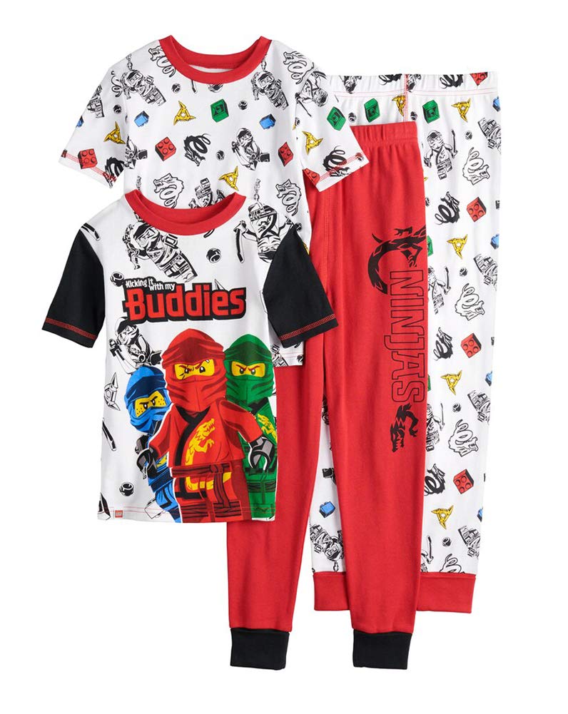 LEGO Ninjago Boys Pajama Set - 4 Piece PJ Set with Long Sleeve Shirt & Pants | Glow in the Dark Design | Perfect for Sleepovers, Birthday Gifts & Kids' Bedtime Comfort