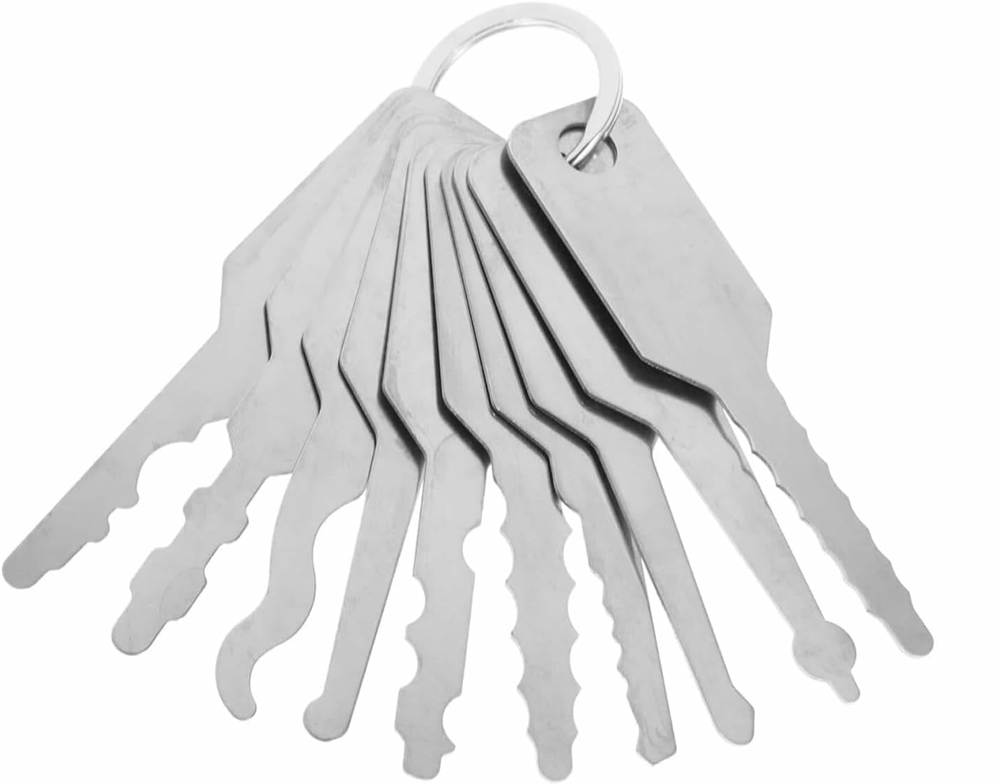 10-Piece Heavy Duty Automotive Lock Pick & Hook Set - Precision Car Maintenance & Repair Tools Kit - Ideal for Mechanics & DIY Enthusiasts - Perfect for Lock Repair, Vehicle Maintenance & Emergency Situations (Silver)