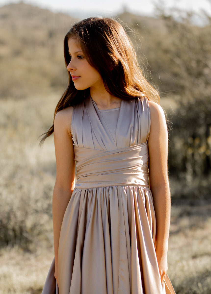 Junie Impact Dress in Stone - Elegant Women's Casual Dress for Summer, Parties & Office Wear | Soft & Comfortable Fabric, Flattering Fit