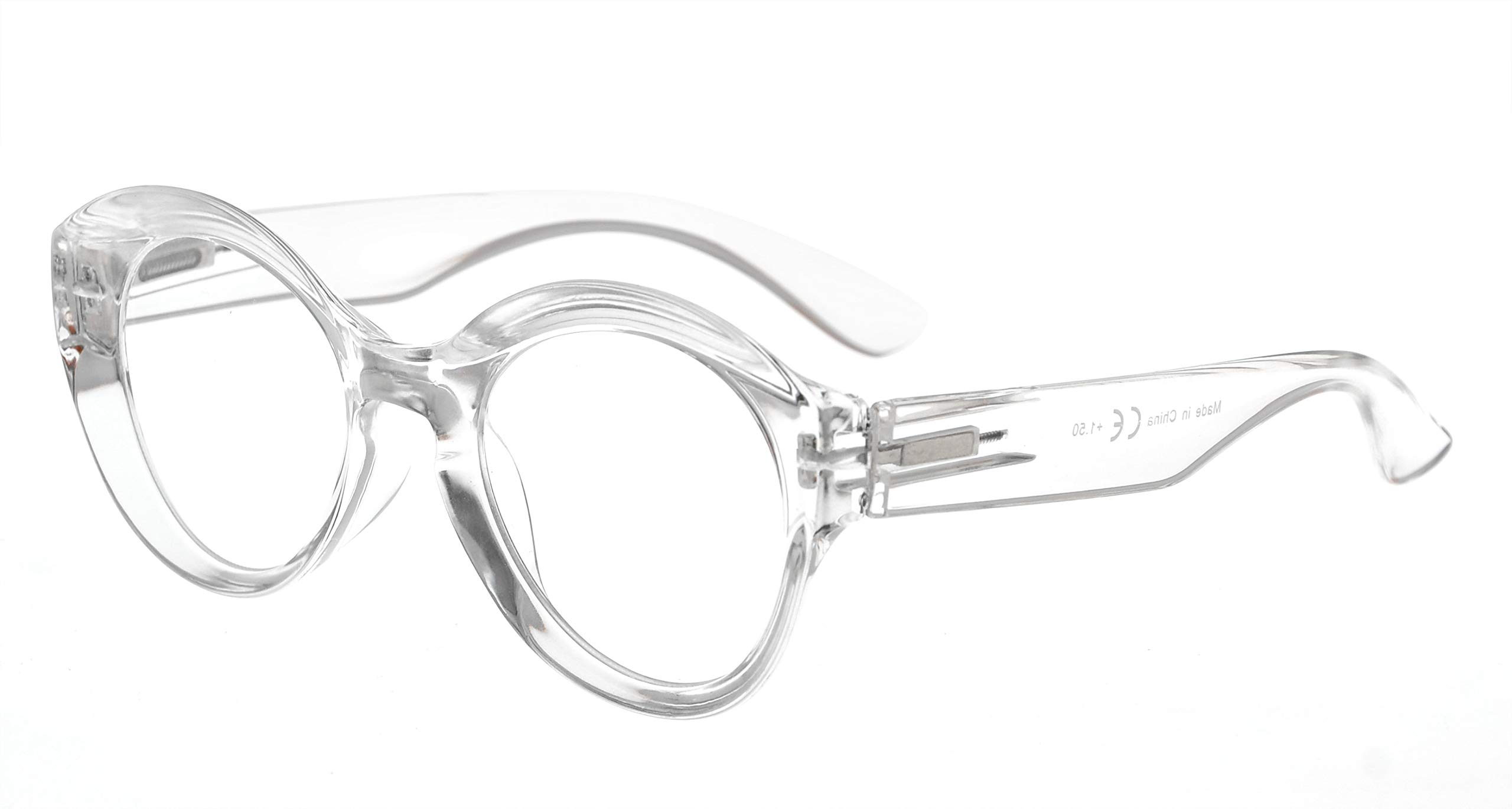 Stylish Round Reading Glasses for Women - Large Frame Lightweight Eyewear +4.00 Strength | Perfect for Reading, Computer Use & Fashion Accessories
